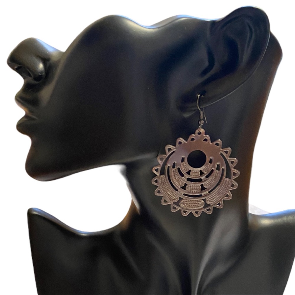 Silver Boho Round Dangling Earrings